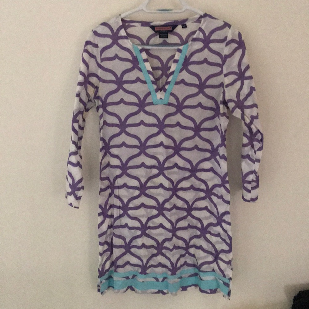 Vineyard Vines Tunic Cover-up Size XS Purple/white